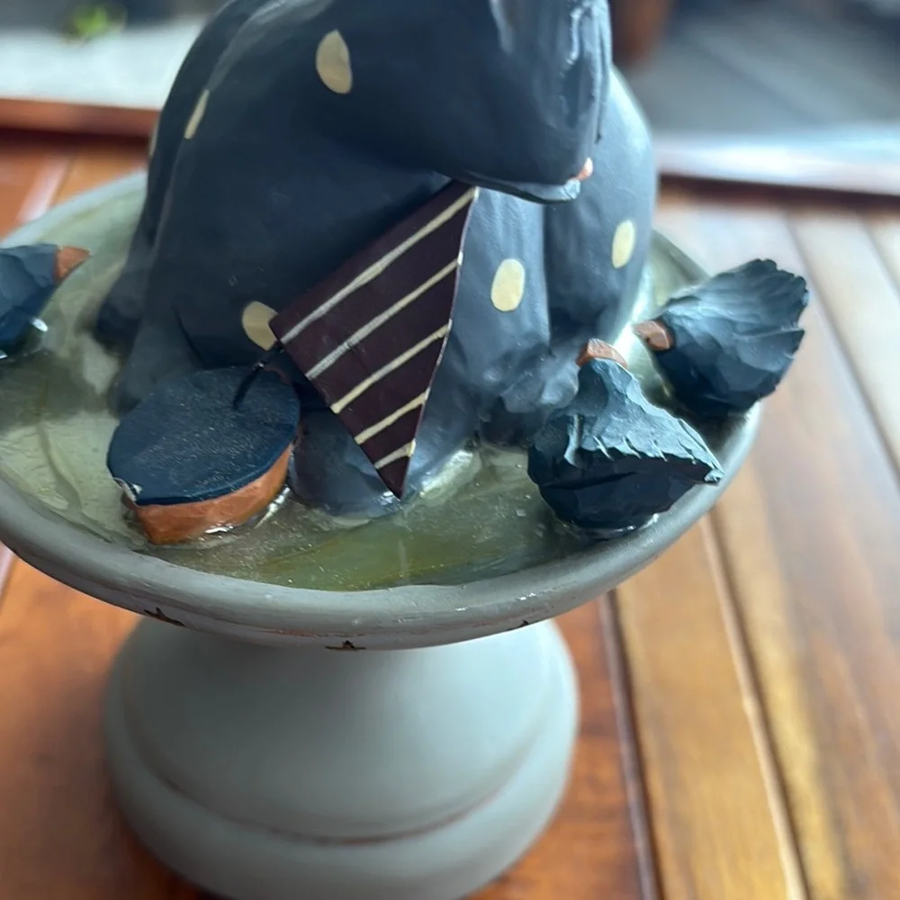 Vtg Williraye Studio WW1317 2000 Cat with Sailboat in Birdbath Folk Art Figurine